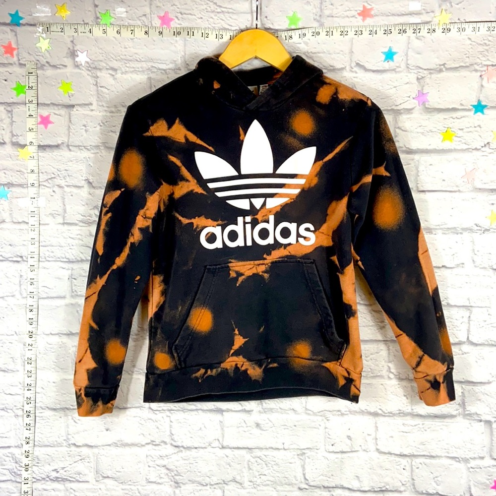 Adidas Custom Black Reversed Tie Dye YL Hoodie